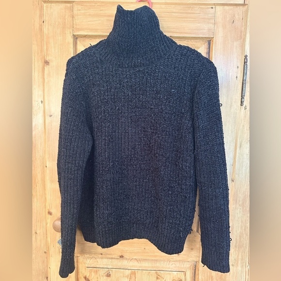 Forever 21 Black Chunky Loose Knit Turtleneck Size Large Academia Whimsigoth - Picture 1 of 14